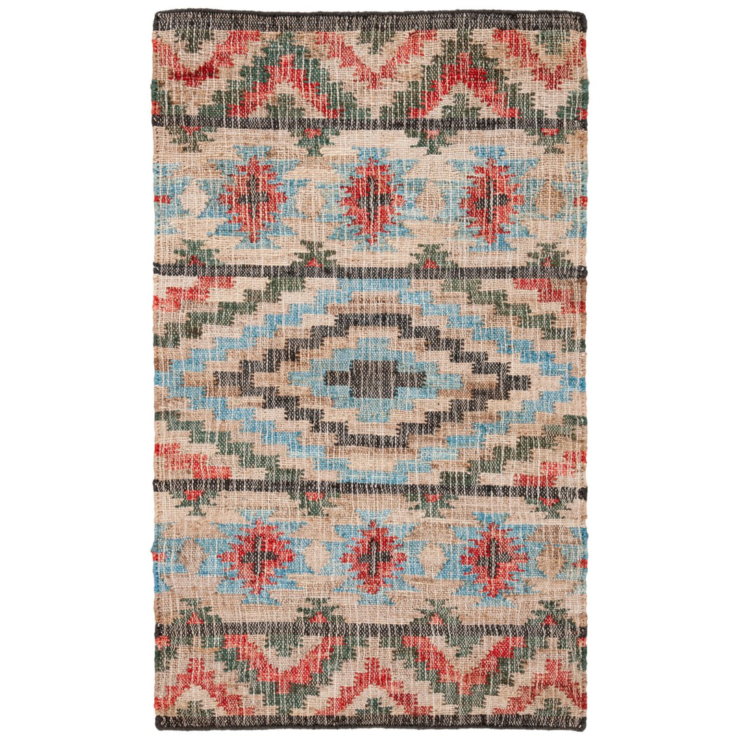 SAFAVIEH Kilim KLM758Q Handwoven Natural / Red Rug Image 1