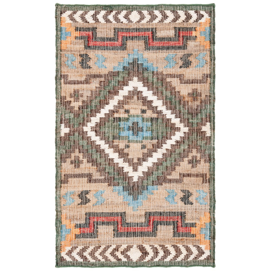 SAFAVIEH Kilim KLM760M Handwoven Natural / Blue Rug Image 1