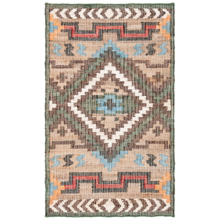 SAFAVIEH Kilim KLM760M Handwoven Natural / Blue Rug Image 1