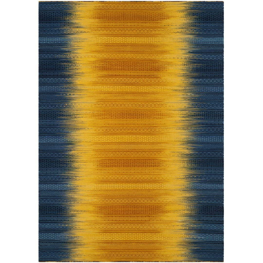 SAFAVIEH Kilim KLM821B Handwoven Dark Blue / Yellow Rug Image 4