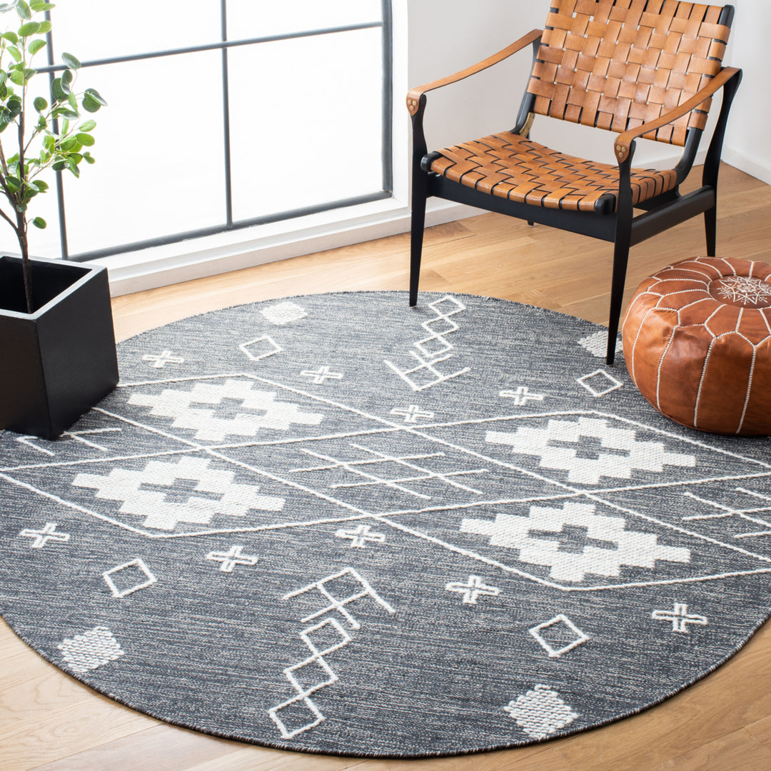 SAFAVIEH Kilim KLM851H Handwoven Charcoal / Ivory Rug Image 2