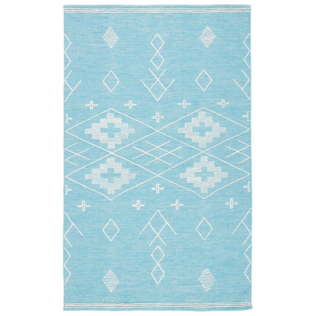 SAFAVIEH Kilim KLM851K Handwoven Teal / Ivory Rug Image 1