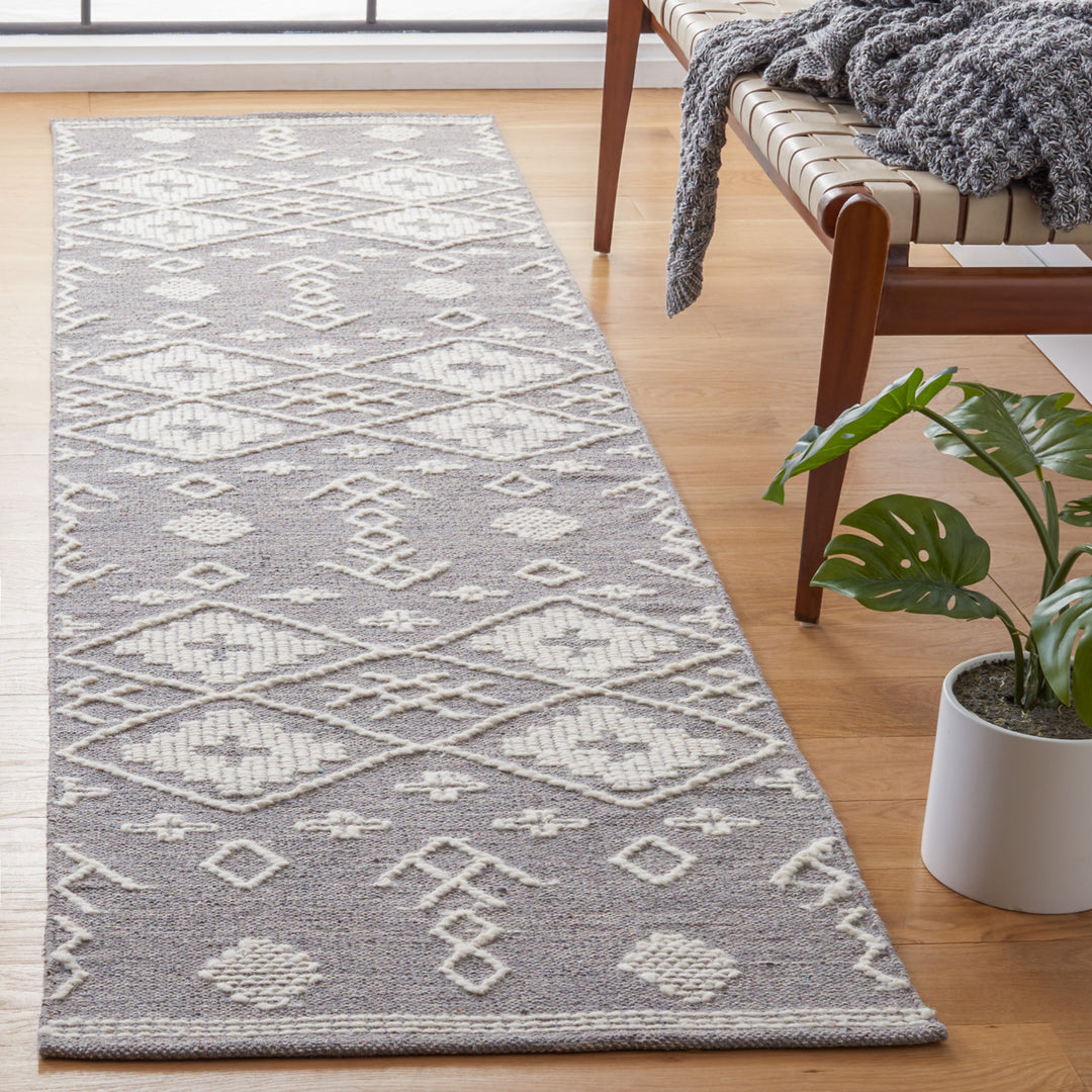 SAFAVIEH Kilim KLM851F Handwoven Grey / Ivory Rug Image 3