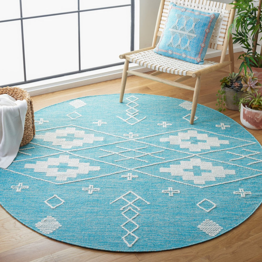 SAFAVIEH Kilim KLM851K Handwoven Teal / Ivory Rug Image 2