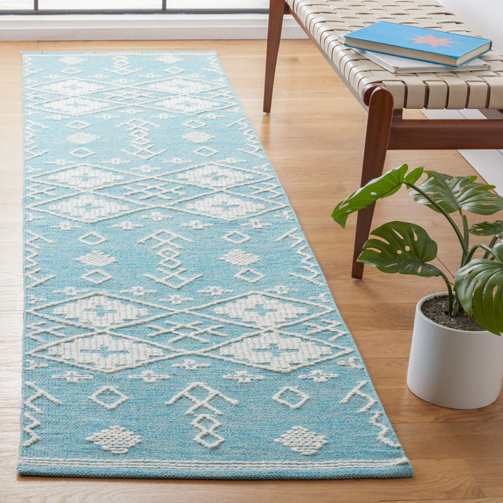 SAFAVIEH Kilim KLM851K Handwoven Teal / Ivory Rug Image 3