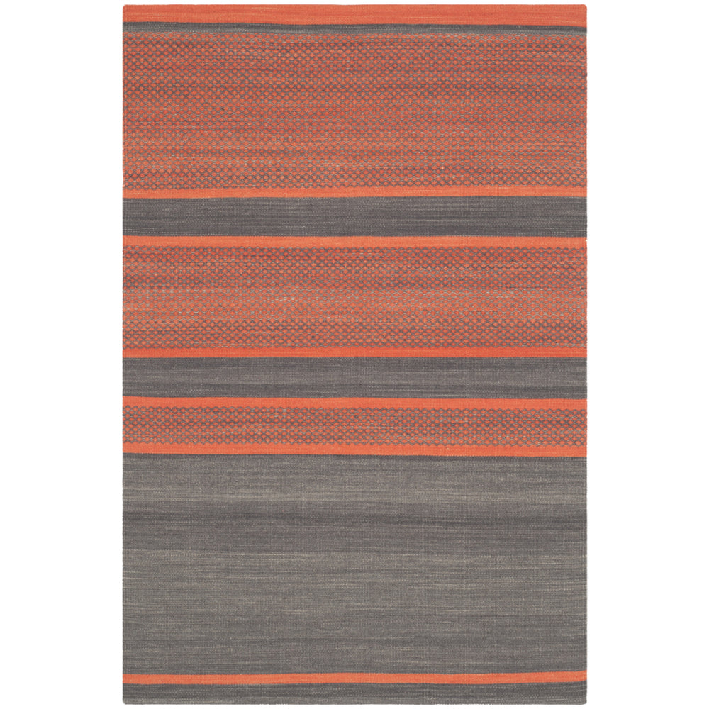 SAFAVIEH Kilim KLM952C Handwoven Dark Grey / Orange Rug Image 2