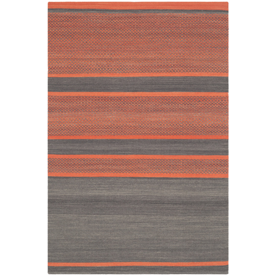 SAFAVIEH Kilim KLM952C Handwoven Dark Grey / Orange Rug Image 2