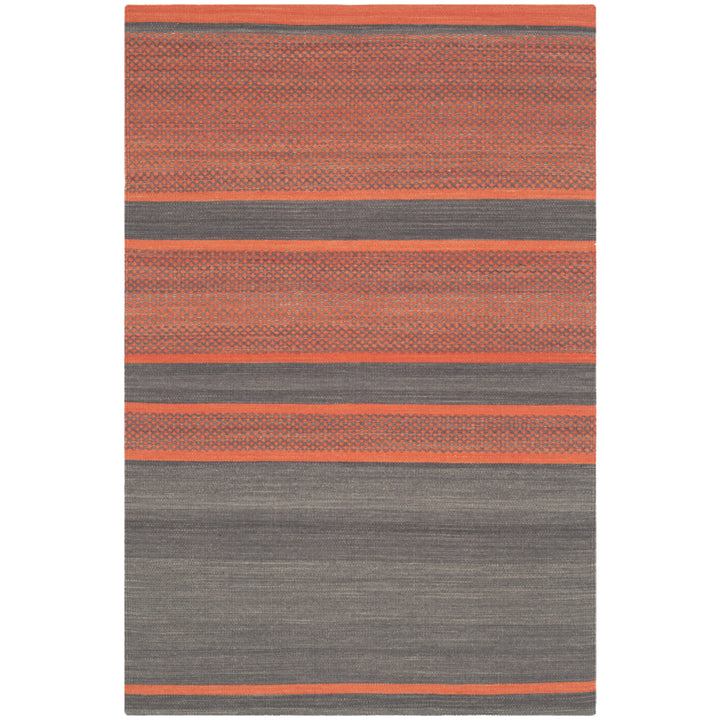 SAFAVIEH Kilim KLM952C Handwoven Dark Grey / Orange Rug Image 2