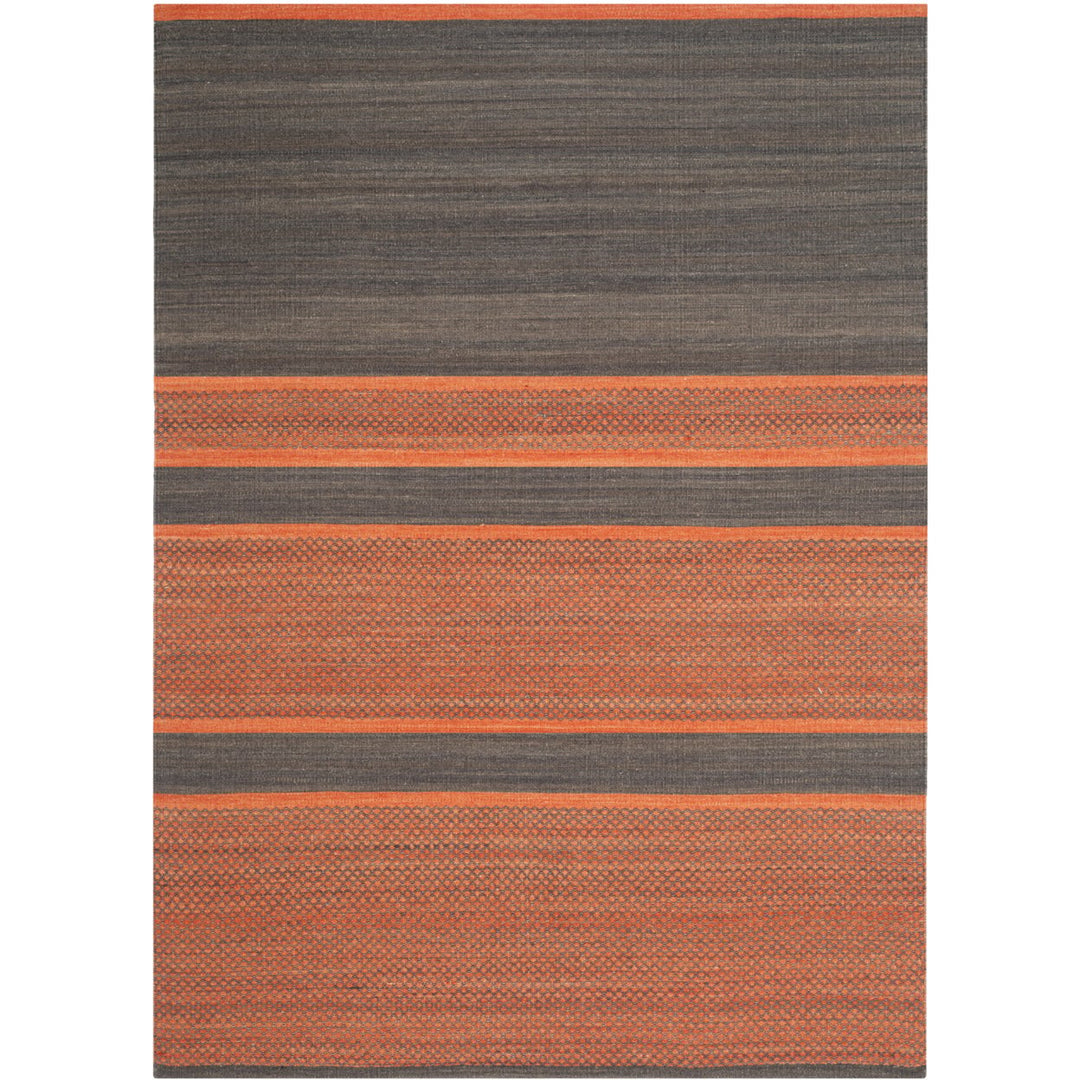 SAFAVIEH Kilim KLM952C Handwoven Dark Grey / Orange Rug Image 1