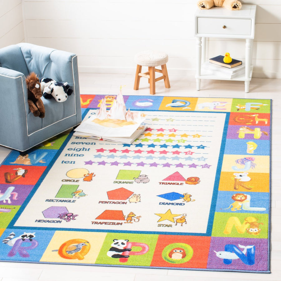 SAFAVIEH Kids Playhouse KPH225A Beige / Blue Rug Image 1