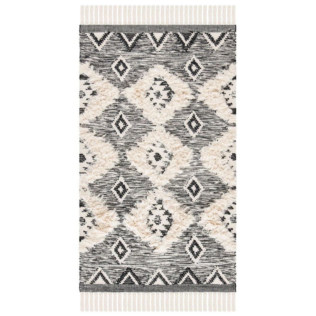 SAFAVIEH Kenya KNY906H Hand-knotted Black / Ivory Rug Image 1