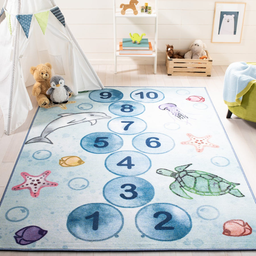 SAFAVIEH Kids Playhouse Collection KPH217M Blue/Grey Rug Image 1