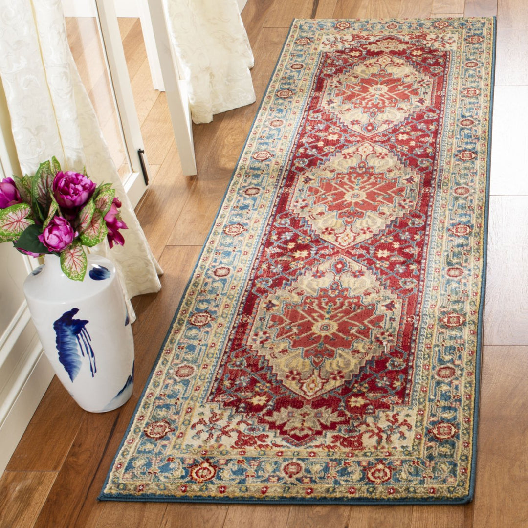 SAFAVIEH Kashan Collection KSN306M Blue / Red Rug Image 2