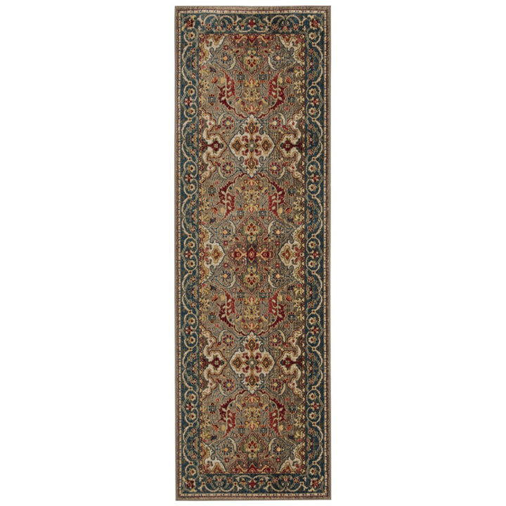 SAFAVIEH Kashan Collection KSN307E Taupe / Blue Rug Image 2