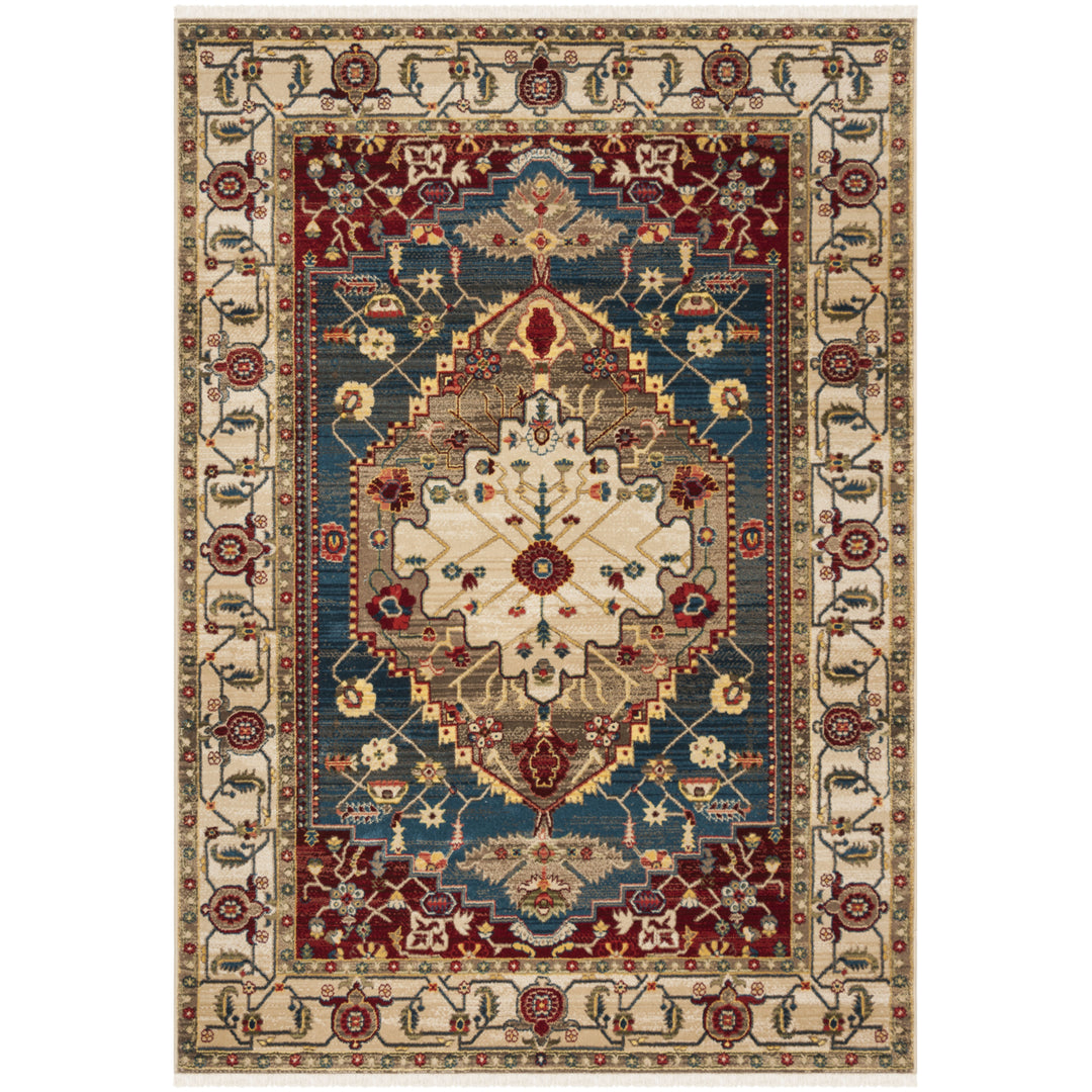 SAFAVIEH Kashan Collection KSN306A Ivory / Blue Rug Image 6