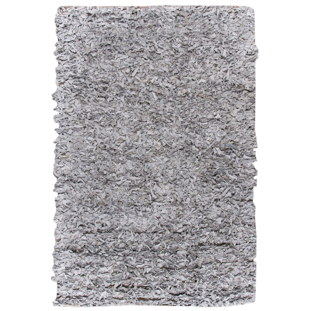 SAFAVIEH Leather Shag LSG511C Hand-knotted White Rug Image 1