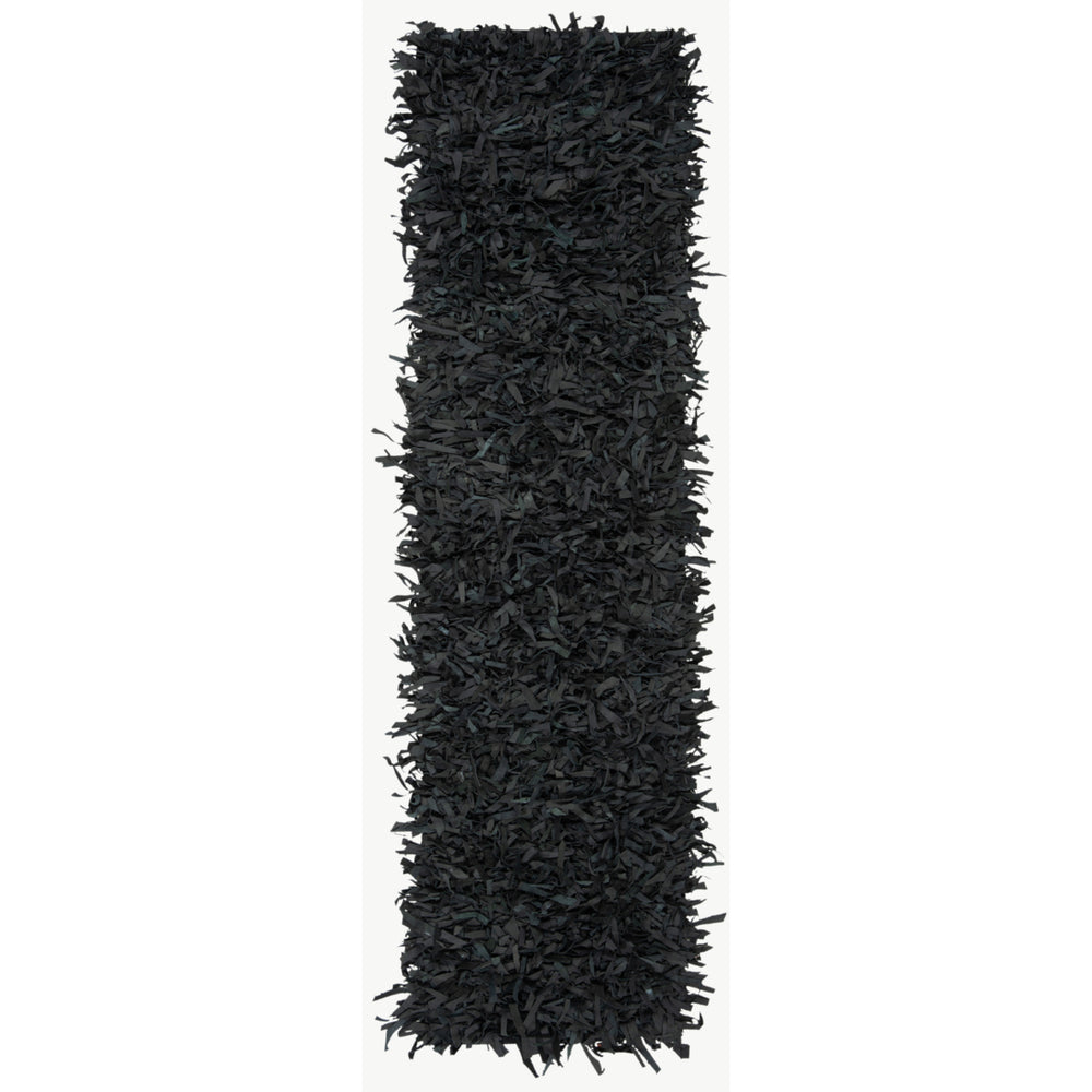 SAFAVIEH Leather Shag LSG601A Hand-knotted Black Rug Image 2