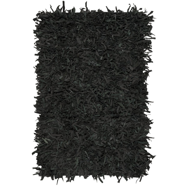 SAFAVIEH Leather Shag LSG601A Hand-knotted Black Rug Image 3