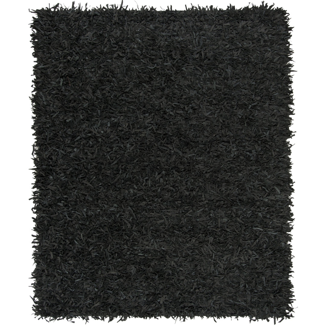 SAFAVIEH Leather Shag LSG601A Hand-knotted Black Rug Image 4