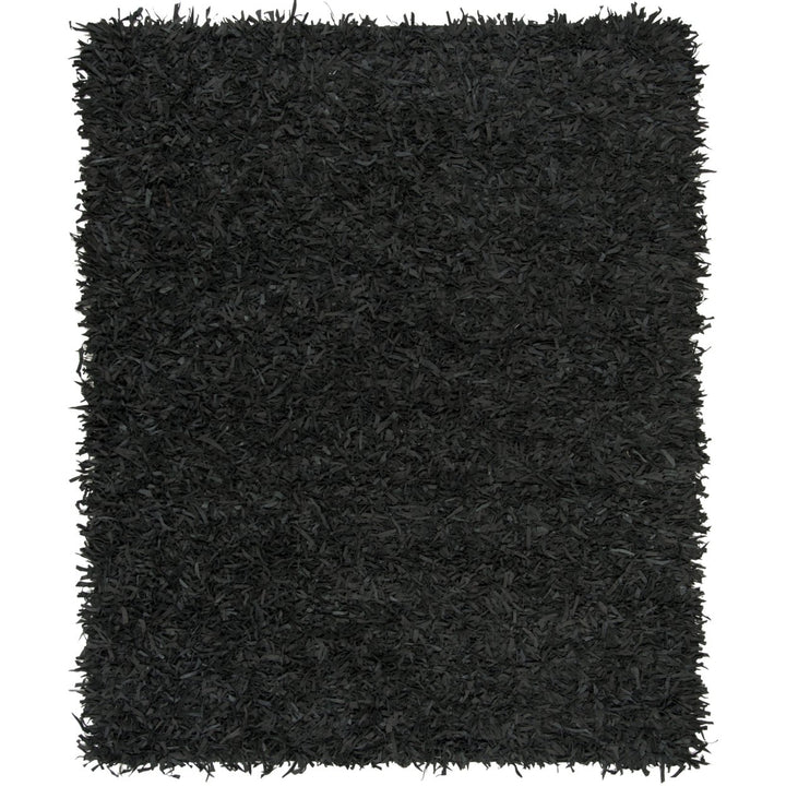 SAFAVIEH Leather Shag LSG601A Hand-knotted Black Rug Image 1