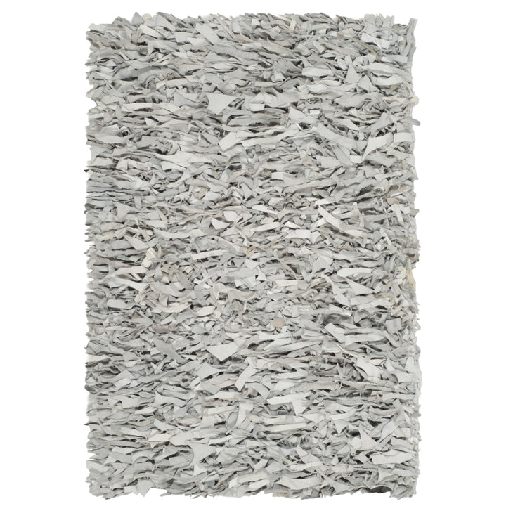 SAFAVIEH Leather Shag LSG601C Grey / White Rug Image 1