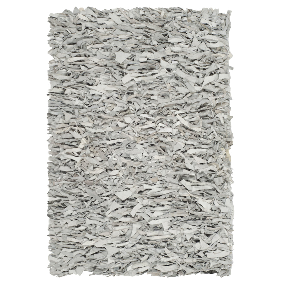 SAFAVIEH Leather Shag LSG601C Grey / White Rug Image 1