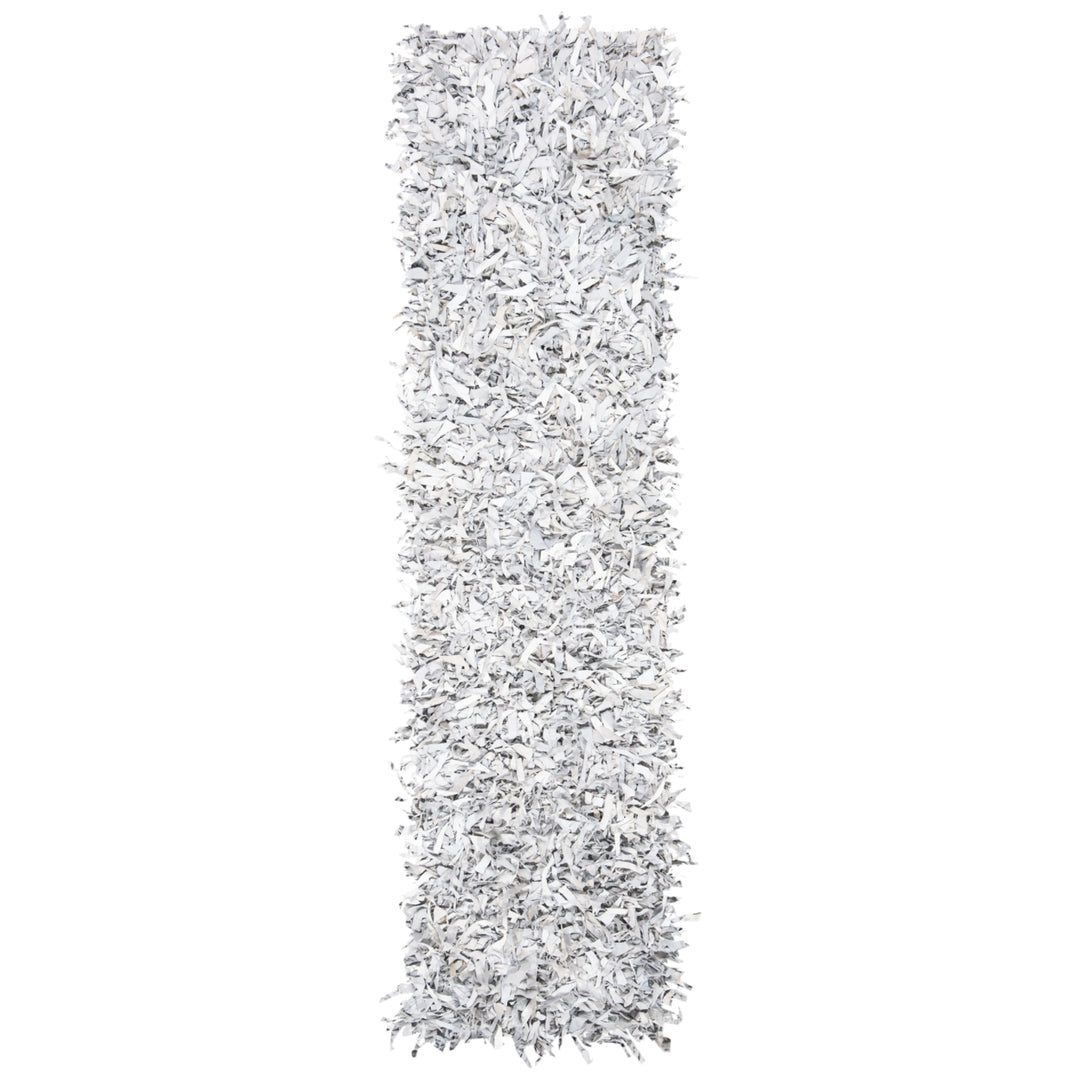 SAFAVIEH Leather Shag LSG601C Grey / White Rug Image 2