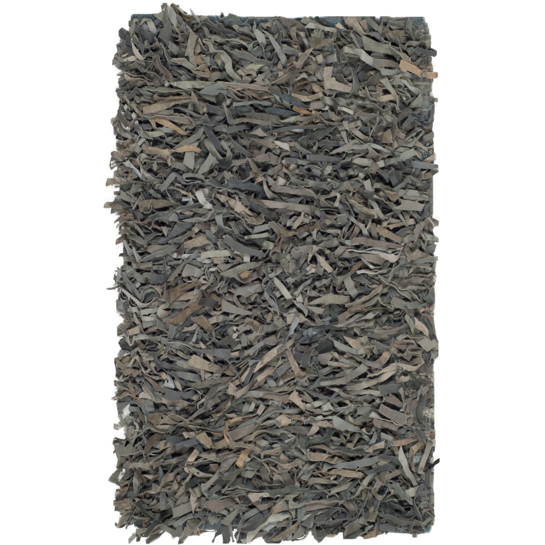 SAFAVIEH Leather Shag LSG601G Grey / Beige Rug Image 1