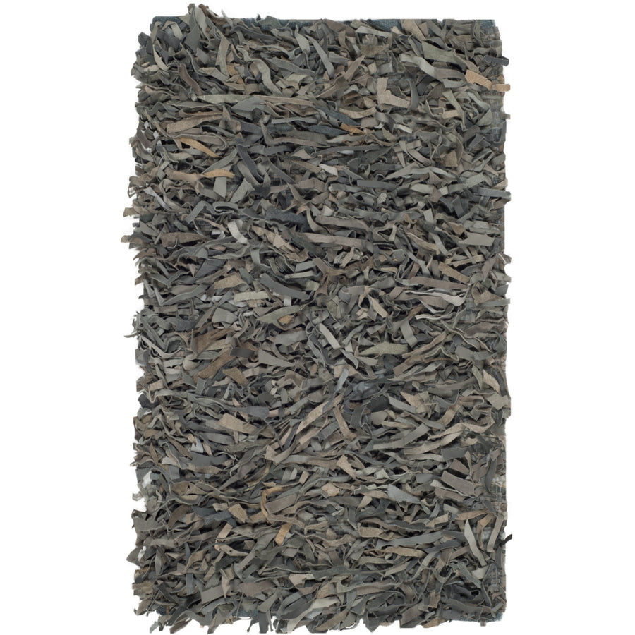 SAFAVIEH Leather Shag LSG601G Grey / Beige Rug Image 1