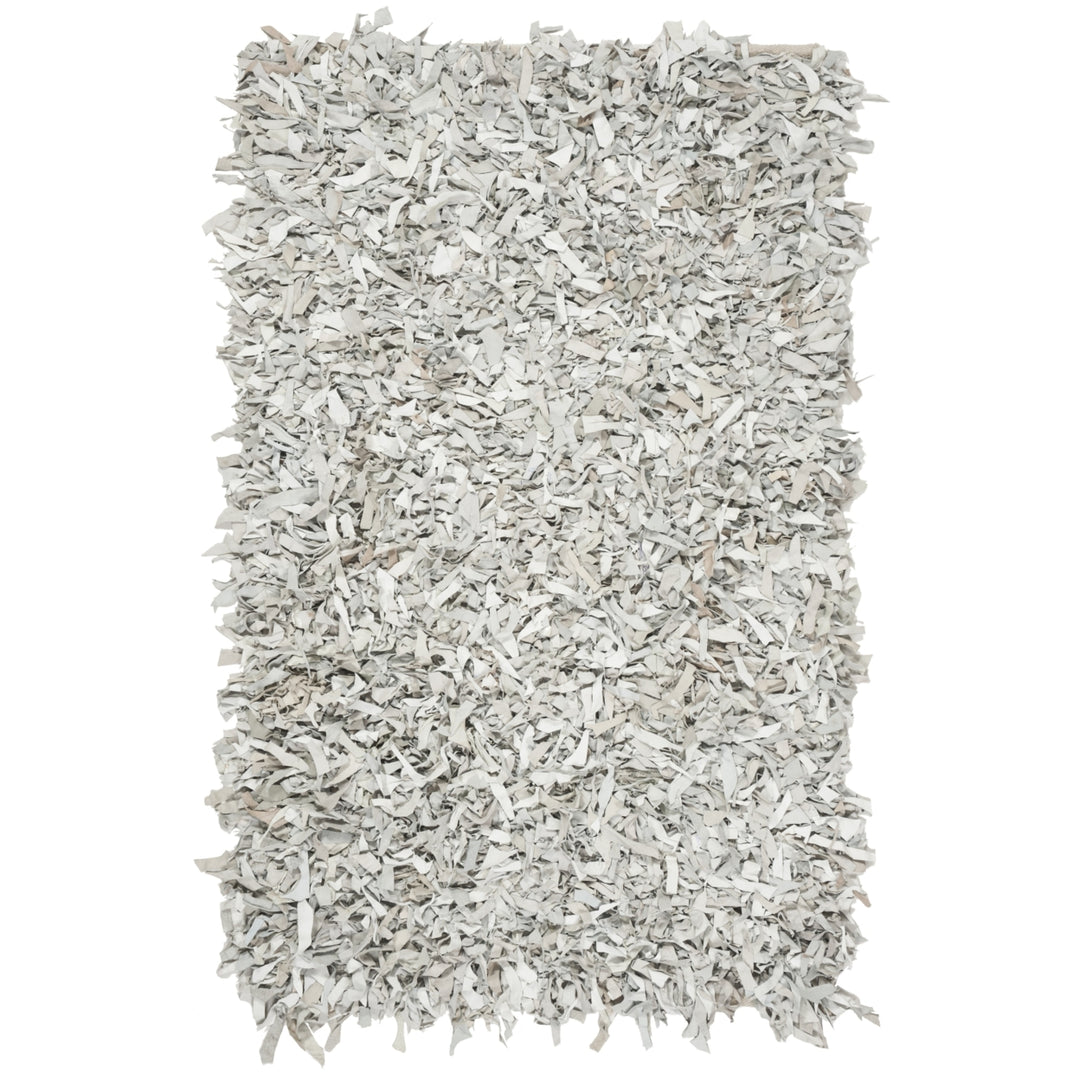 SAFAVIEH Leather Shag LSG601C Grey / White Rug Image 3