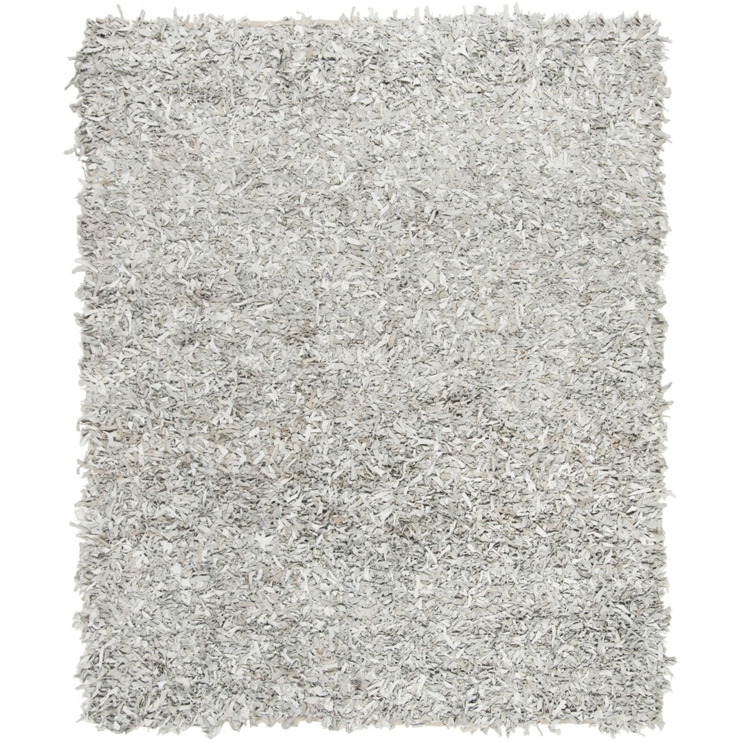 SAFAVIEH Leather Shag LSG601C Grey / White Rug Image 4