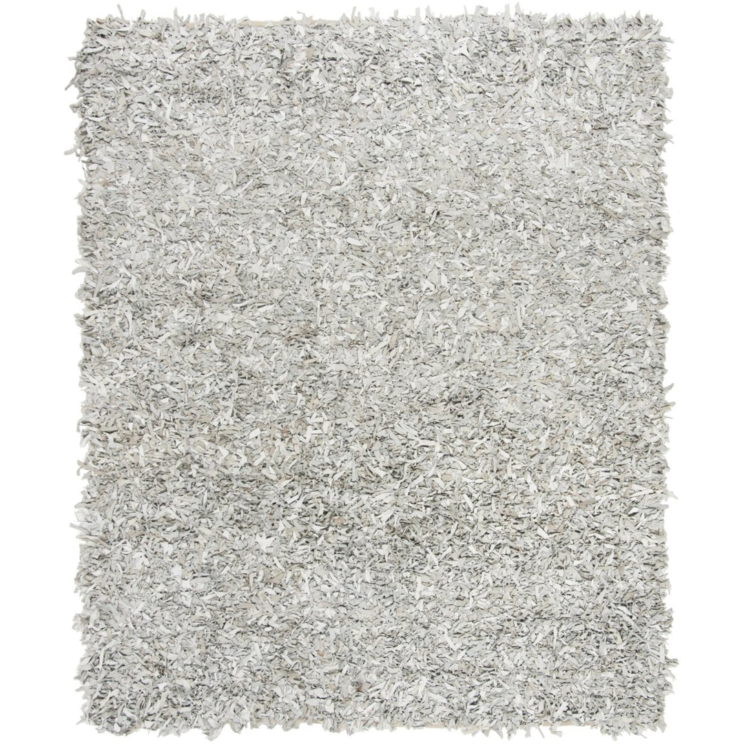 SAFAVIEH Leather Shag LSG601C Grey / White Rug Image 1