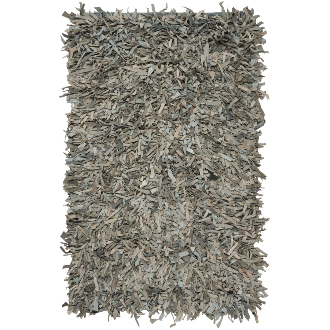 SAFAVIEH Leather Shag LSG601G Grey / Beige Rug Image 3