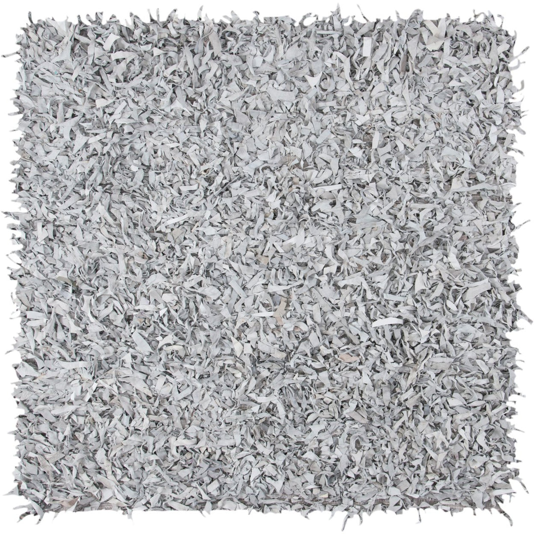 SAFAVIEH Leather Shag LSG601C Grey / White Rug Image 1