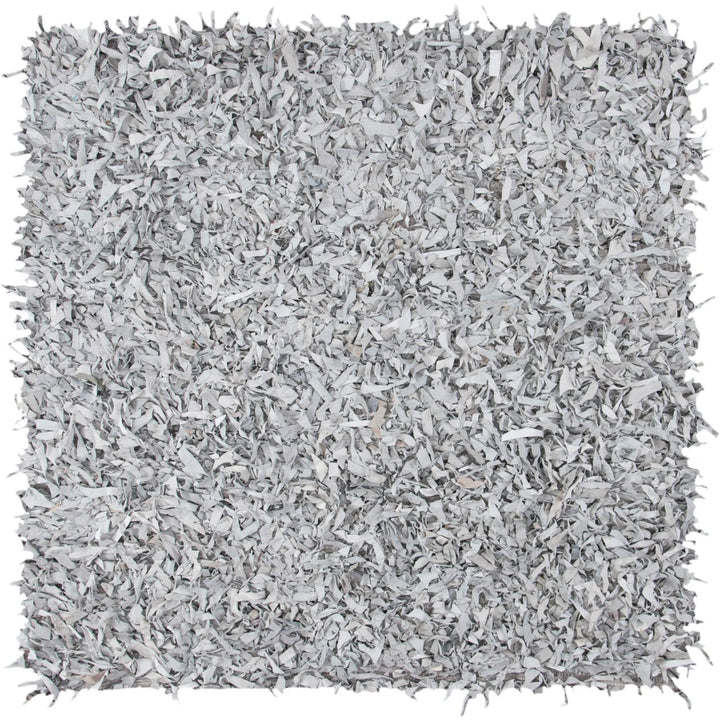 SAFAVIEH Leather Shag LSG601C Grey / White Rug Image 1