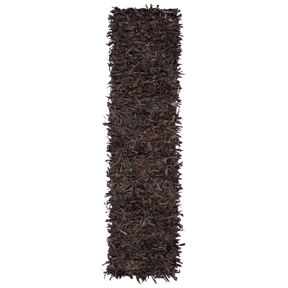 SAFAVIEH Leather Shag LSG601K Hand-knotted Dark Brown Rug Image 2