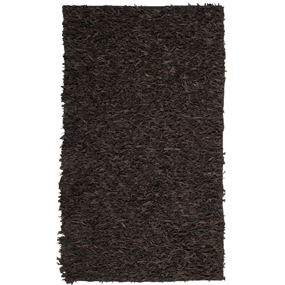 SAFAVIEH Leather Shag LSG601K Hand-knotted Dark Brown Rug Image 4