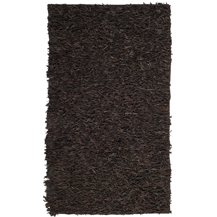 SAFAVIEH Leather Shag LSG601K Hand-knotted Dark Brown Rug Image 4