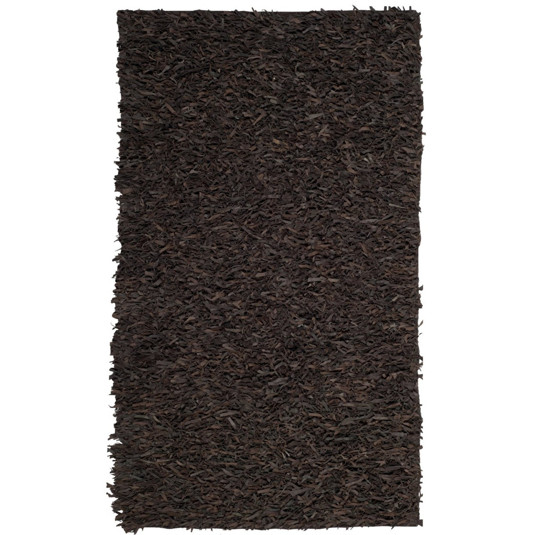 SAFAVIEH Leather Shag LSG601K Hand-knotted Dark Brown Rug Image 1