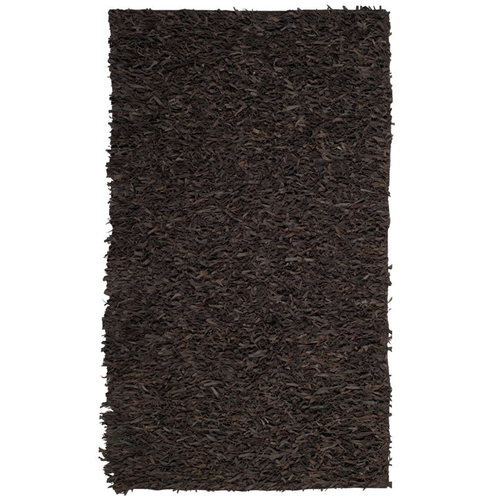 SAFAVIEH Leather Shag LSG601K Hand-knotted Dark Brown Rug Image 1