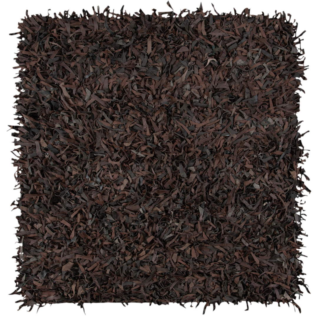 SAFAVIEH Leather Shag LSG601K Hand-knotted Dark Brown Rug Image 6