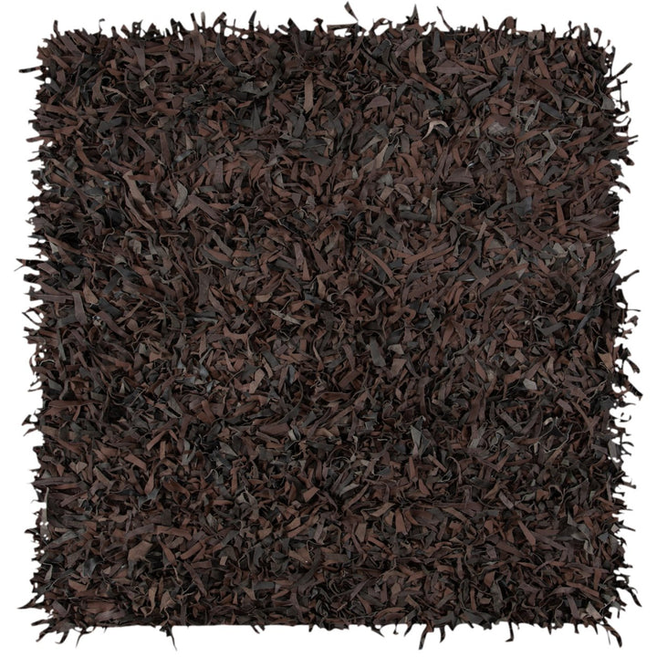 SAFAVIEH Leather Shag LSG601K Hand-knotted Dark Brown Rug Image 1