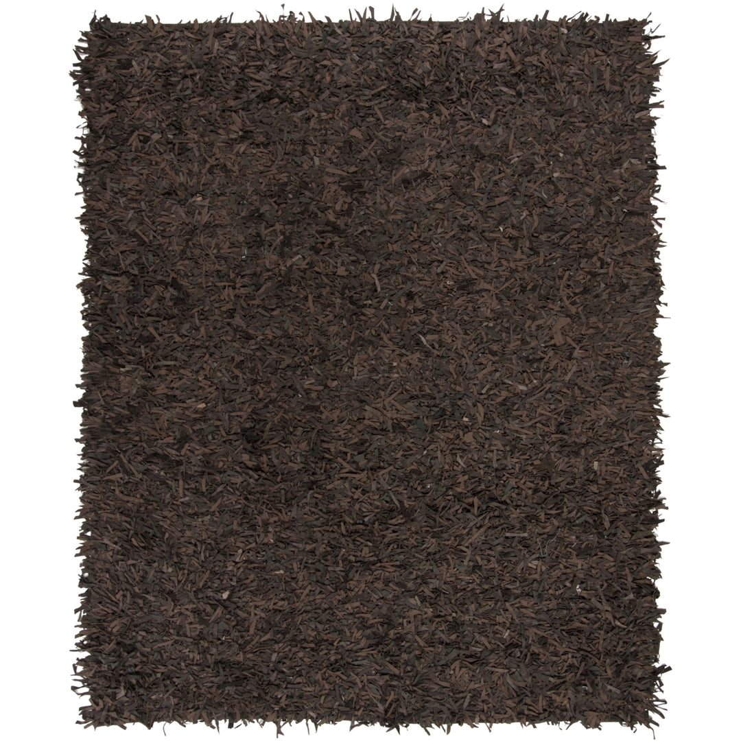 SAFAVIEH Leather Shag LSG601K Hand-knotted Dark Brown Rug Image 7