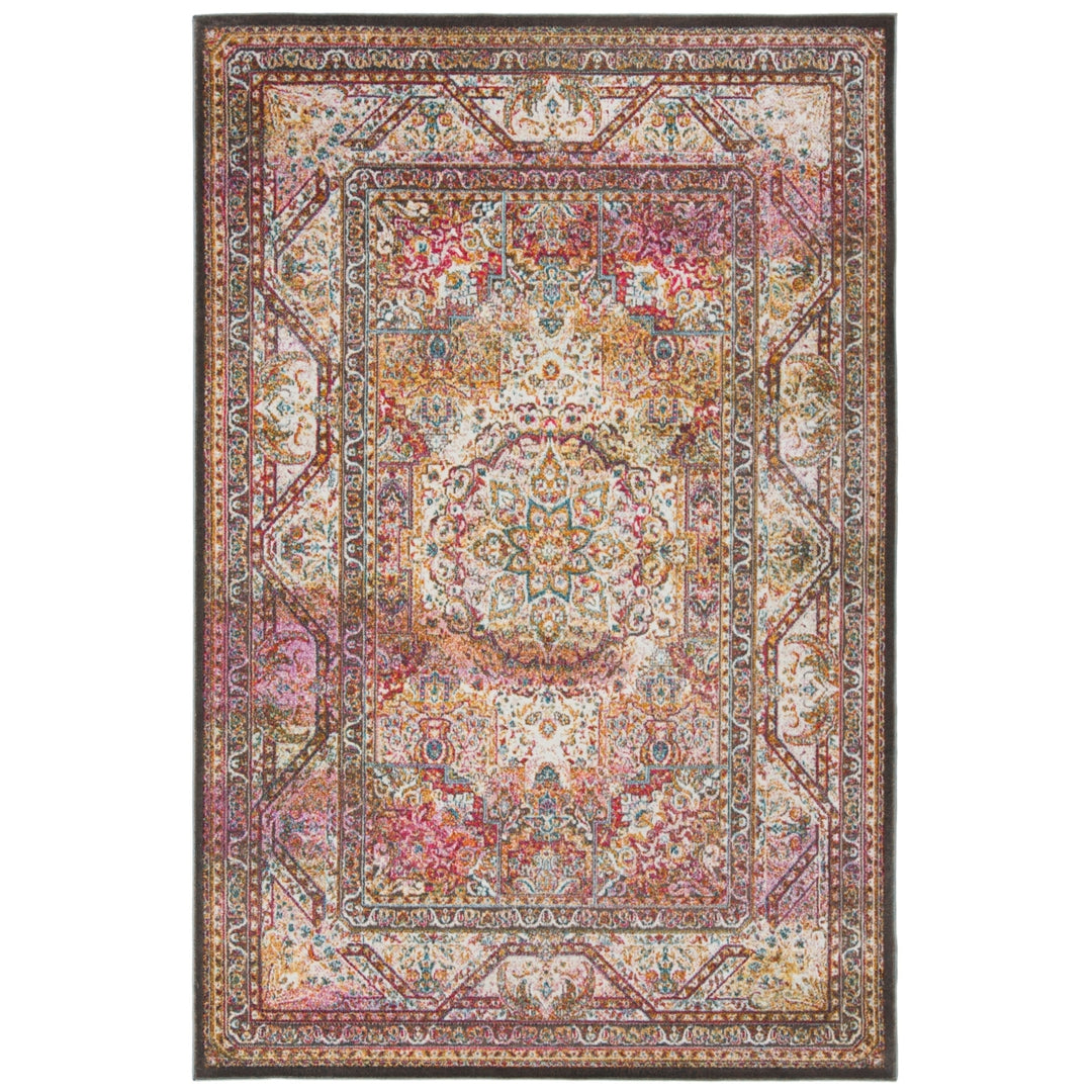 SAFAVIEH Luxor Collection LUX322A Ivory / Fuchsia Rug Image 1