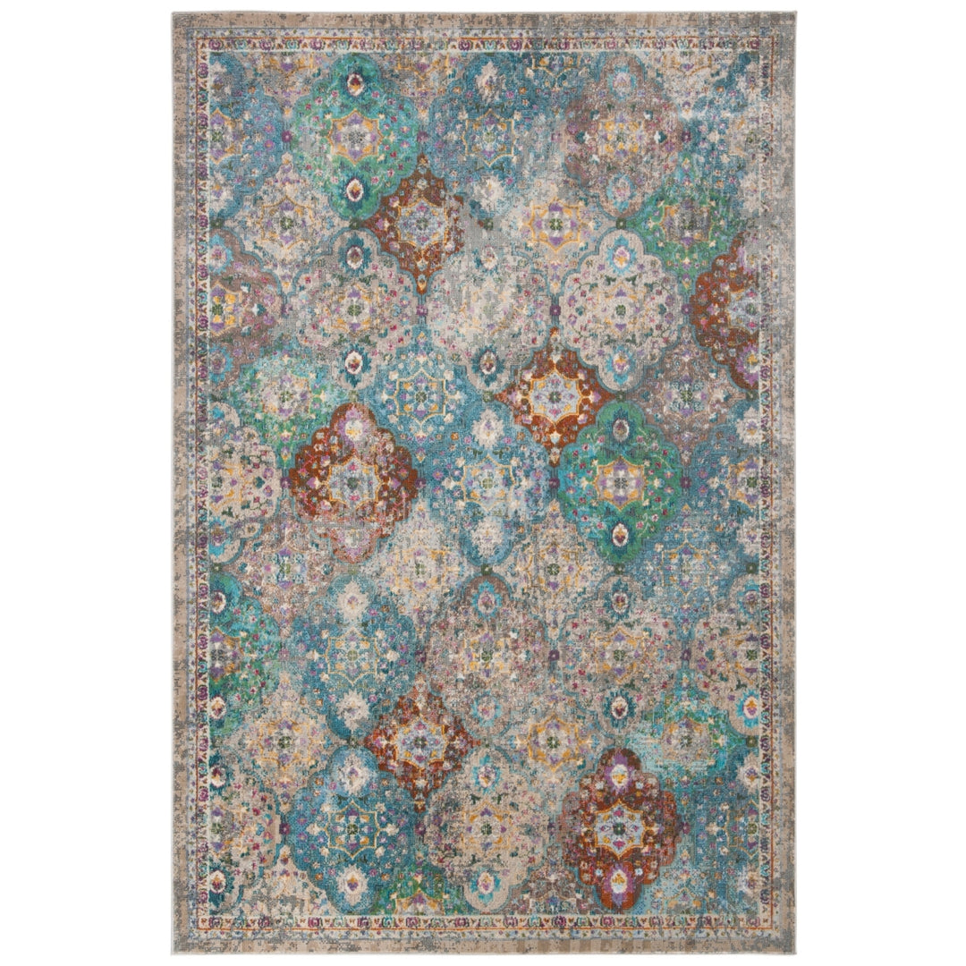 SAFAVIEH Luxor Collection LUX329A Ivory / Turquoise Rug Image 1