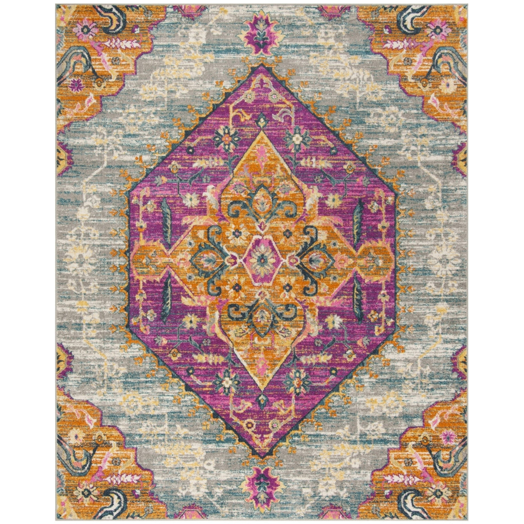 SAFAVIEH Madison MAD119G Light Grey / Fuchsia Rug Image 1