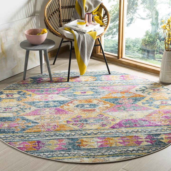 SAFAVIEH Madison Collection MAD118C Blue / Fuchsia Rug Image 2