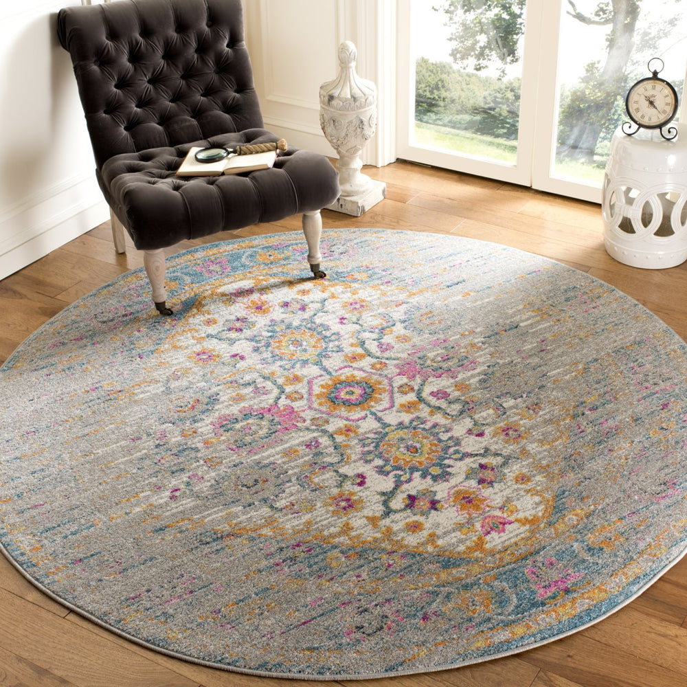 SAFAVIEH Madison MAD122G Light Grey / Fuchsia Rug Image 2