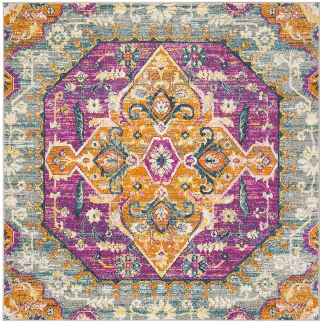 SAFAVIEH Madison MAD119G Light Grey / Fuchsia Rug Image 6