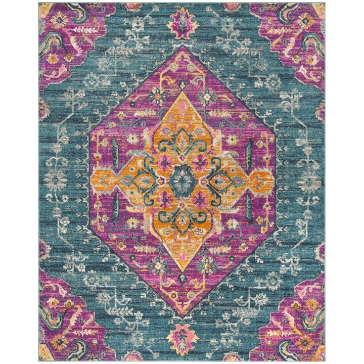 SAFAVIEH Madison Collection MAD119C Blue / Fuchsia Rug Image 1